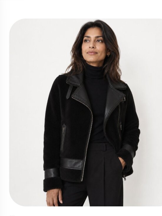 Soia & Kyo Jackets & Blazers - $395 Soia & Kyo Linnea Faux Sherpa Biker Jacket Black  ❄️ Oversized Moto Style L